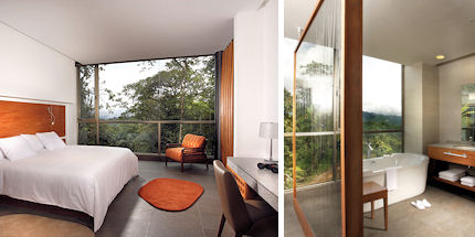 Sleep in a luxurious Yaku suite facing the Andean cloud forest